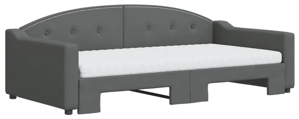 Sofá-cama c/ gavetão/colchões 100x200cm tecido cinzento-escuro