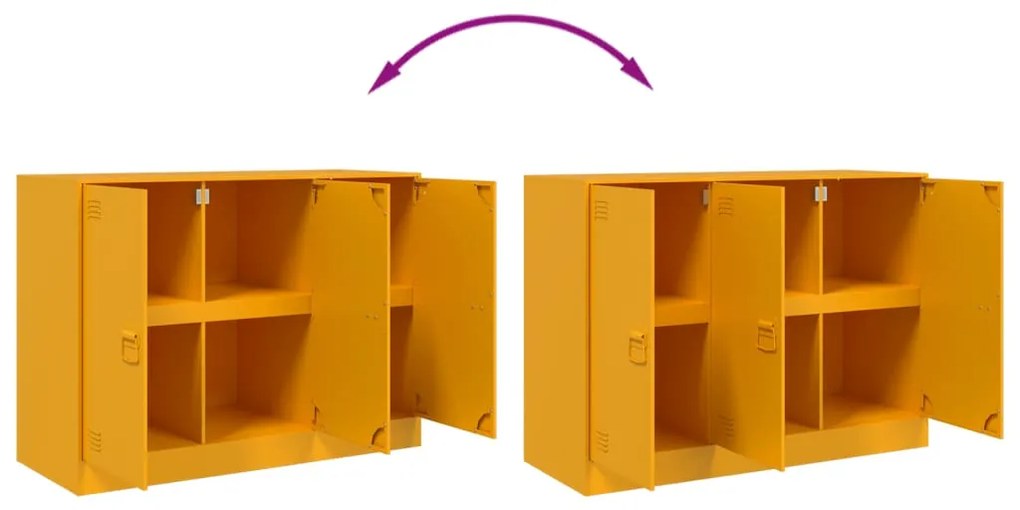 Aparador 99x39x73 cm aço amarelo mostarda