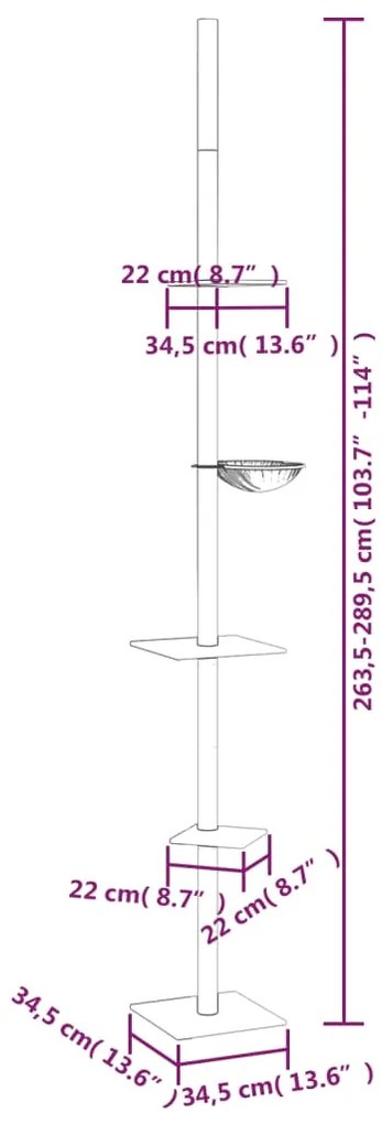 Árvore gatos altura ajust. chão-teto 263,5-289,5cm cinza-escuro