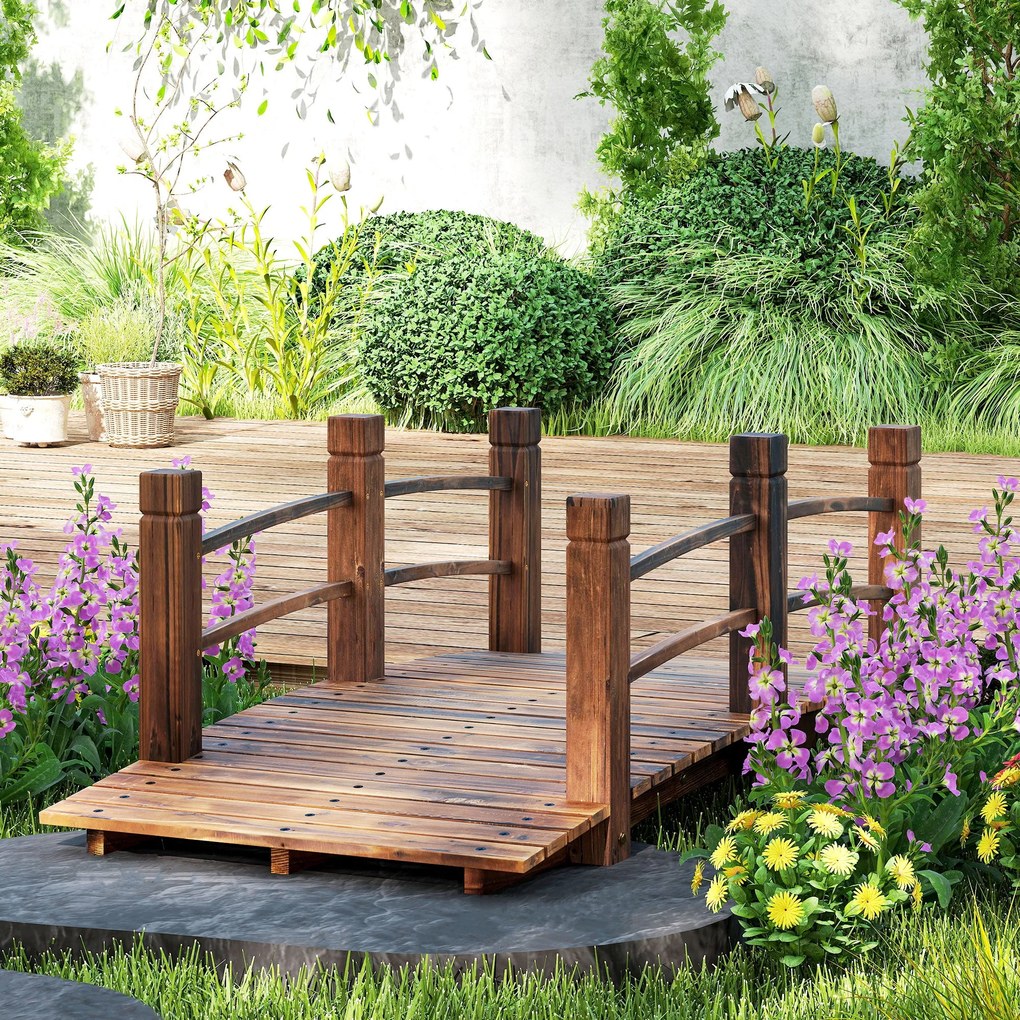 Ponte de Jardim de Madeira com Corrimão Ponte para Lago 181 kg Ponte D