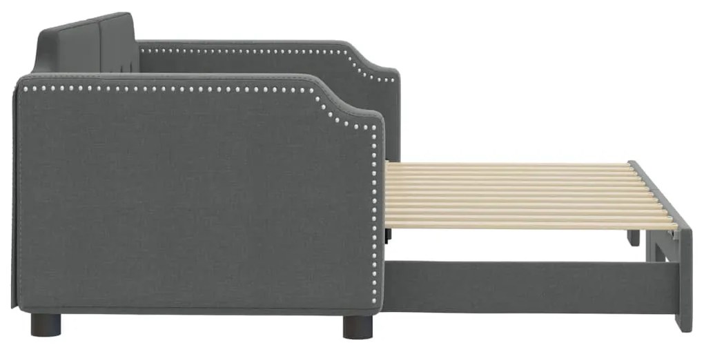 Sofá-cama com gavetão 90x190 cm tecido cinzento-escuro