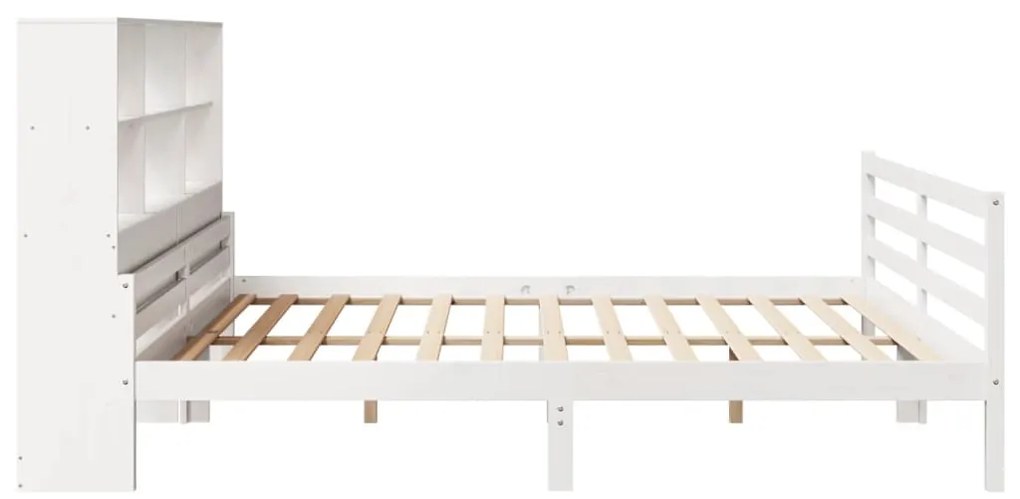 Cama com estante sem colchão 180x200 cm pinho maciço branco