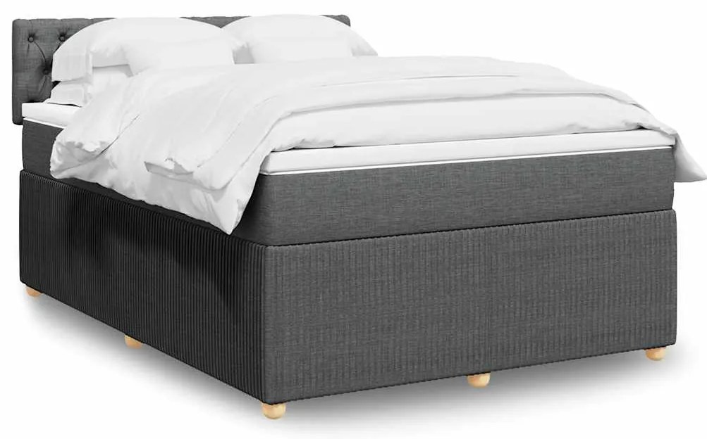 vidaXL Cama com molas/colchão 140x190 cm tecido cinzento-escuro