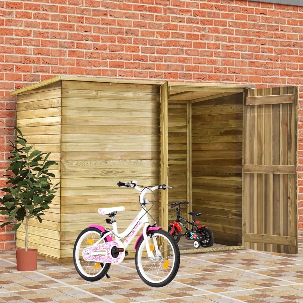 vidaXL Abrigo de jardim p/ bicicletas 232x110x170 cm pinho impregnado