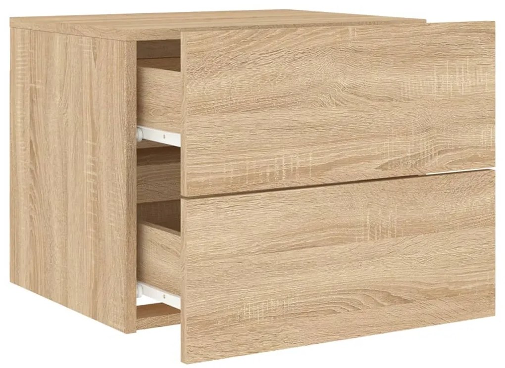 Mesas de cabeceira de parede com luzes LED 2pcs carvalho sonoma