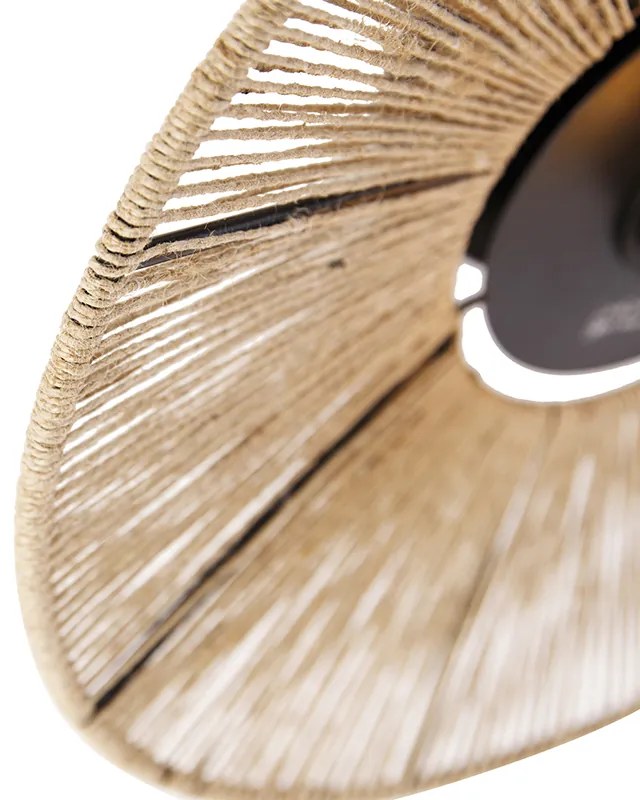 Candeeiro de teto rústico preto com corda - Sacha