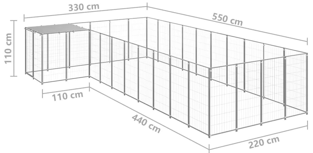 Canil 13,31 m² aço prateado