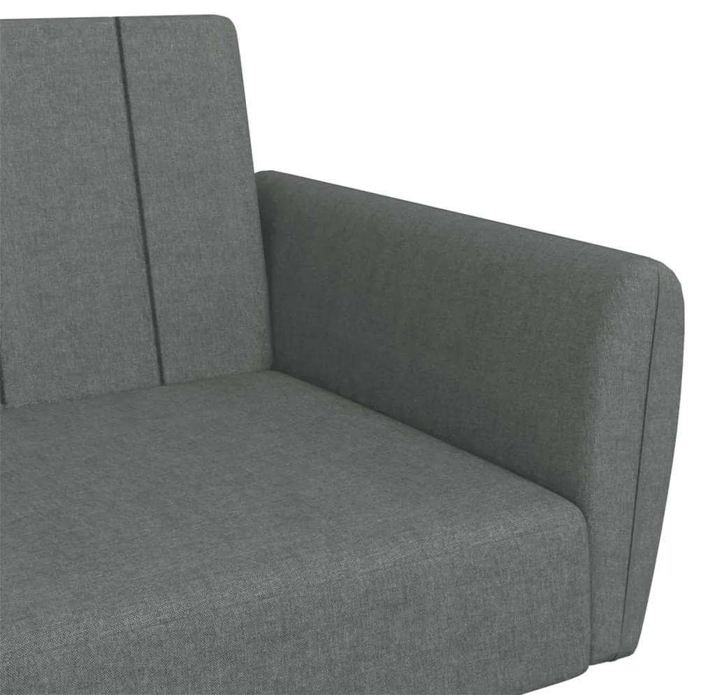 Sofá-cama de 2 lugares c/ apoio de pés tecido cinzento-escuro