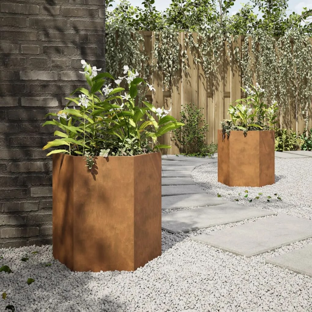Vasos floreiras jardim hexagonal 46x40x45cm resistência ao aço