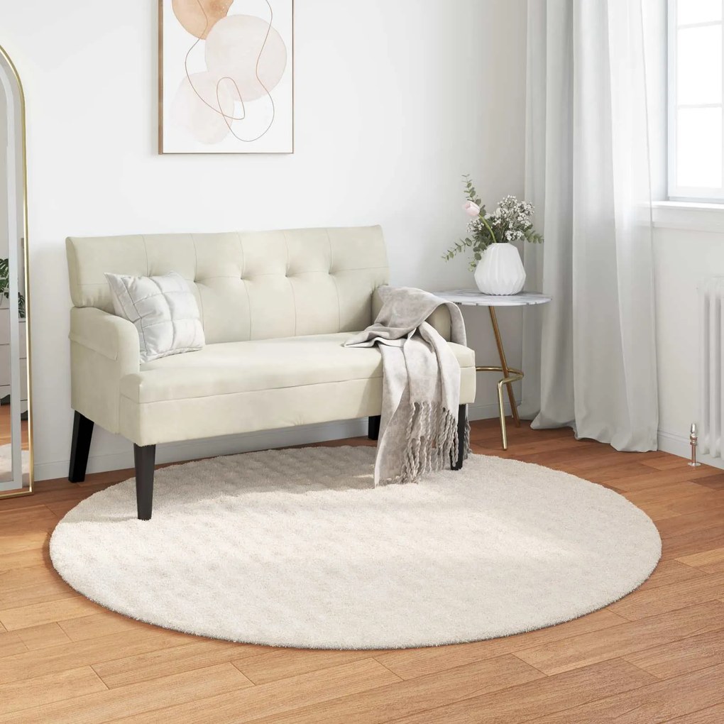 vidaXL Tapetes de área Redondo HUARTE Creme Ø 160 CM Poliéster