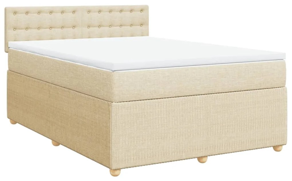 Cama com molas/colchão 160x200 cm tecido cor creme