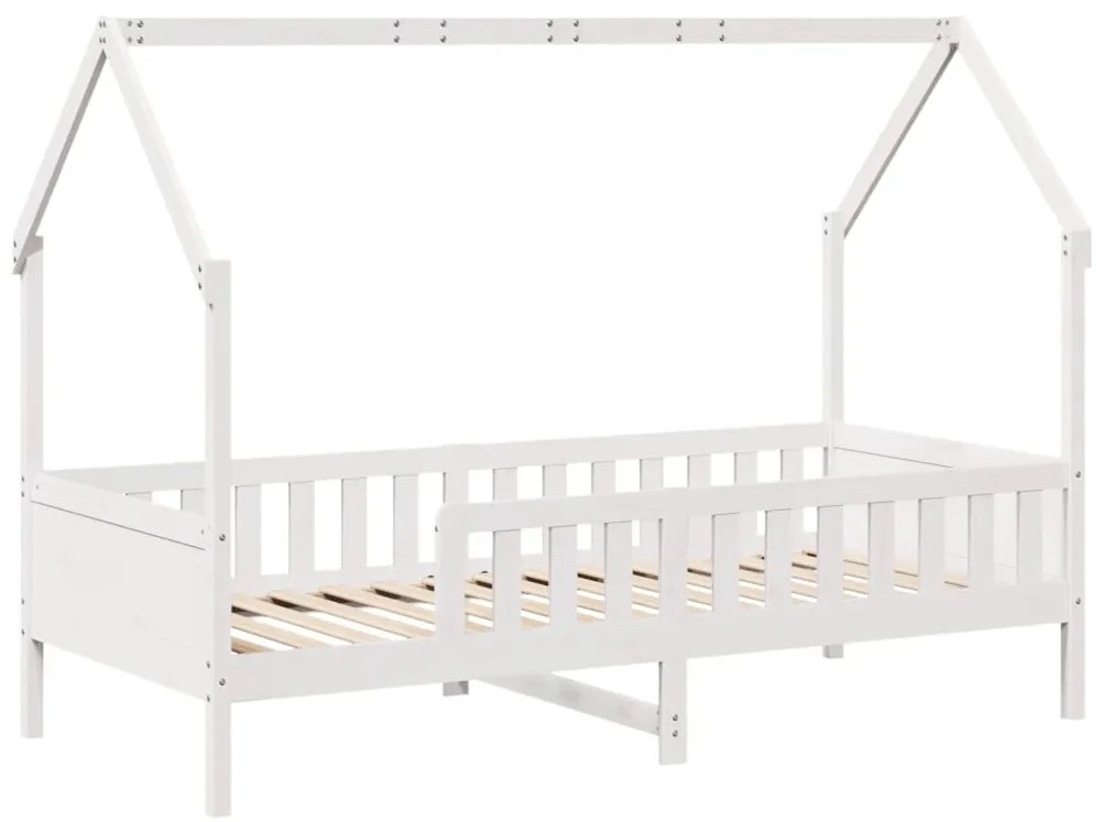 Cama infantil formato de casa 90x190 cm pinho maciço branco