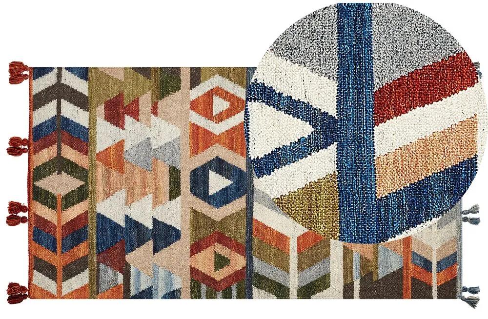 Tapete Kilim em lã multicolor 80 x 150 cm KAGHSI Beliani