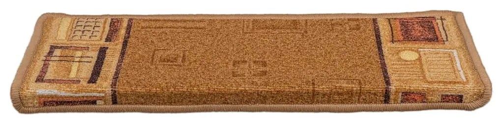Tapetes de escada autoadesivos 15 pcs 65x21x4 cm bege