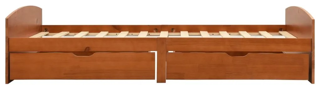 Estrutura cama c/ 2 gavetas 90x200 cm pinho maciço castanho mel