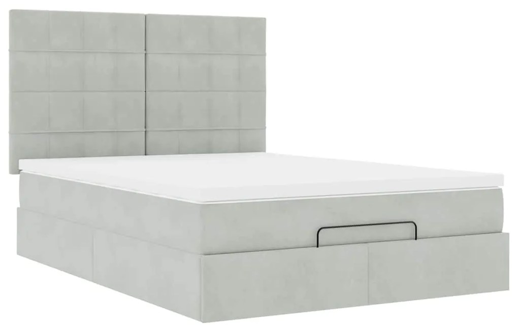 Estrutura de cama otomana com colchões 140x190cm cinzento claro