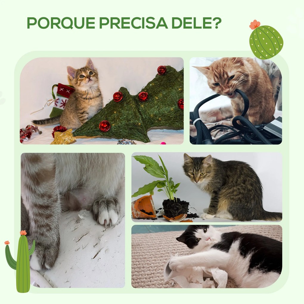 PawHut Árvore Arranhador para Gatos com Forma de Cacto Altura 90cm Tor