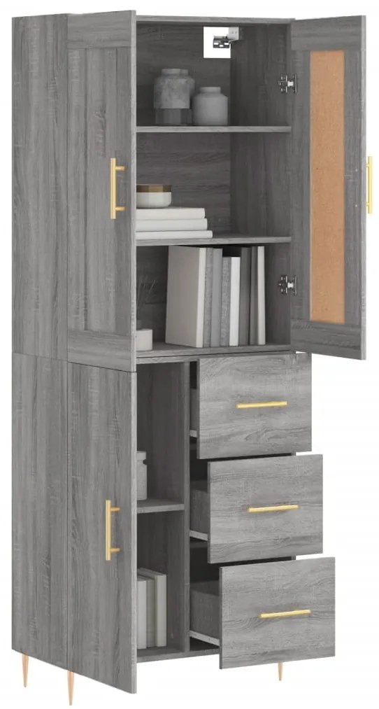 Armário alto 69,5x34x180 cm derivados de madeira sonoma cinza