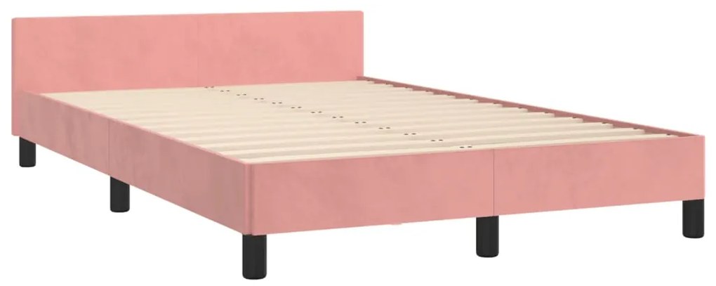 Estrutura de cama com colchão 120x190 cm veludo rosa