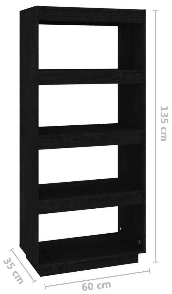 Estante/divisória 60x35x135 cm madeira de pinho maciça preto