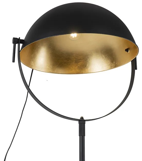 Candeeiro de pé industrial preto 50 cm com dourado ajustável - Magnax Industrial