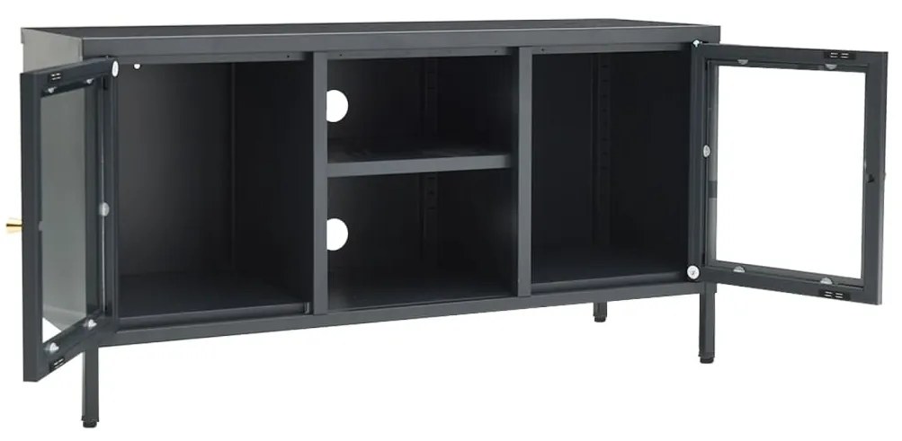 Móvel de TV 105x35x52 cm aço e vidro antracite