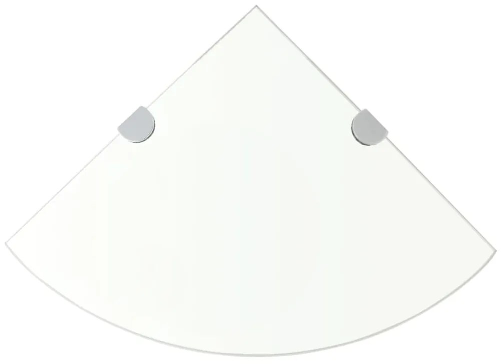 vidaXL Prateleiras canto 2pcs suportes cromados 35x35cm vidro transp.