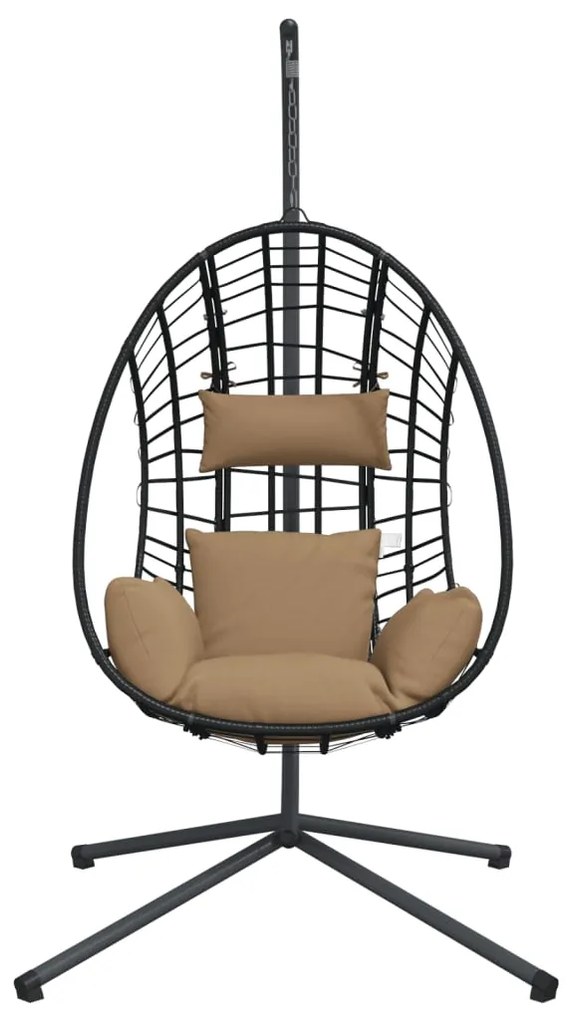 Cadeira em forma de ovo suspensa c/ suporte vime/aço antracite