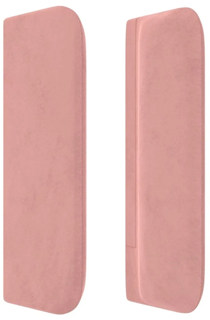 Cabeceira de cama c/ abas veludo 183x16x78/88 cm rosa