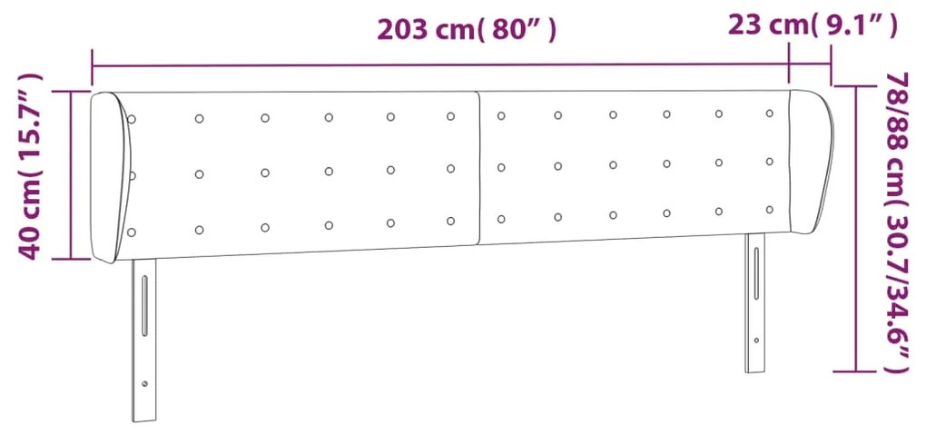 Cabeceira cama abas couro artificial 203x23x78/88 cm cappuccino