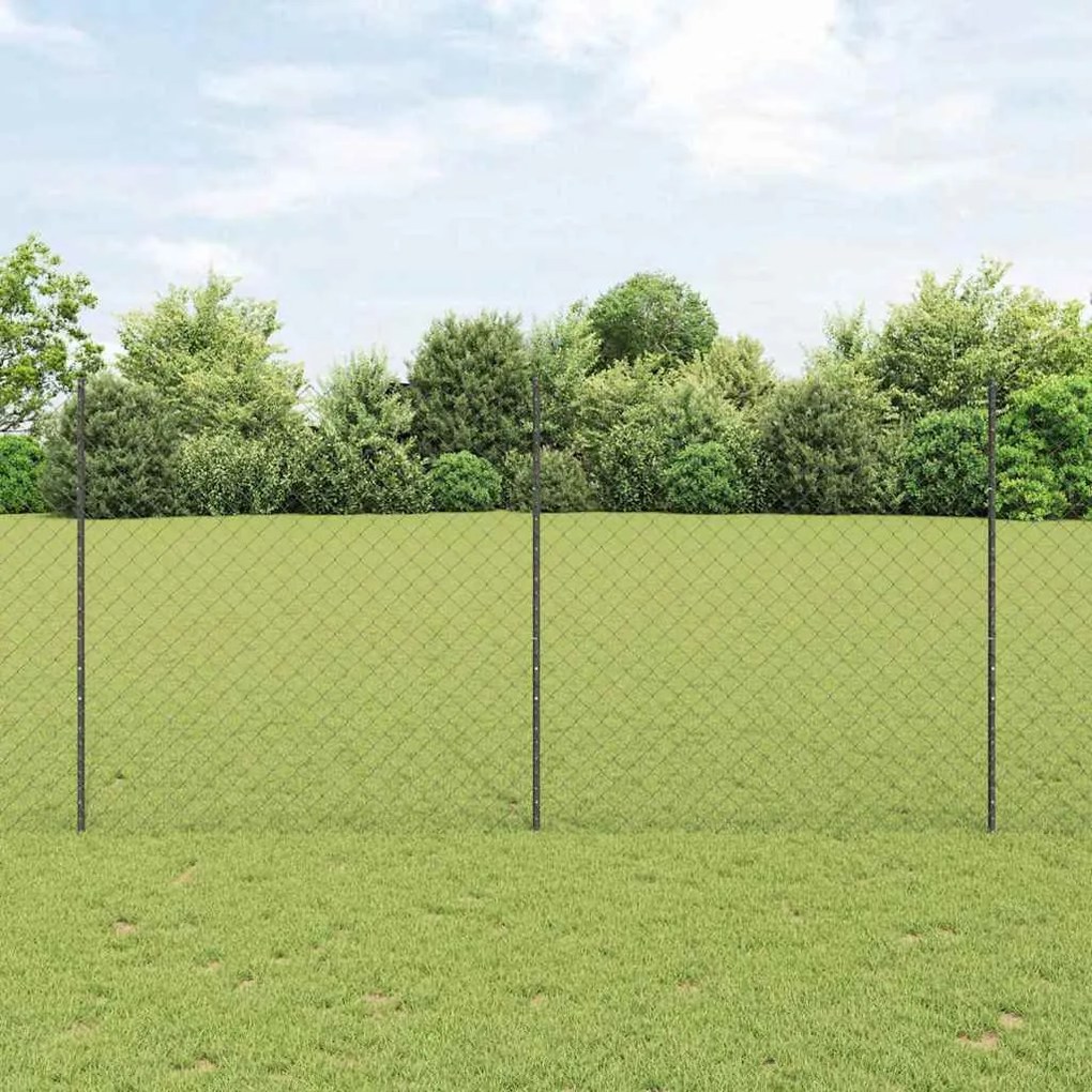 Cerca de Cadeia com 44 Postes em U Cinza 1.6x25 m Aço