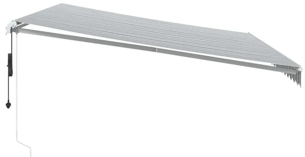 Toldo retrátil automático com LED 500x350 cm antracite/branco