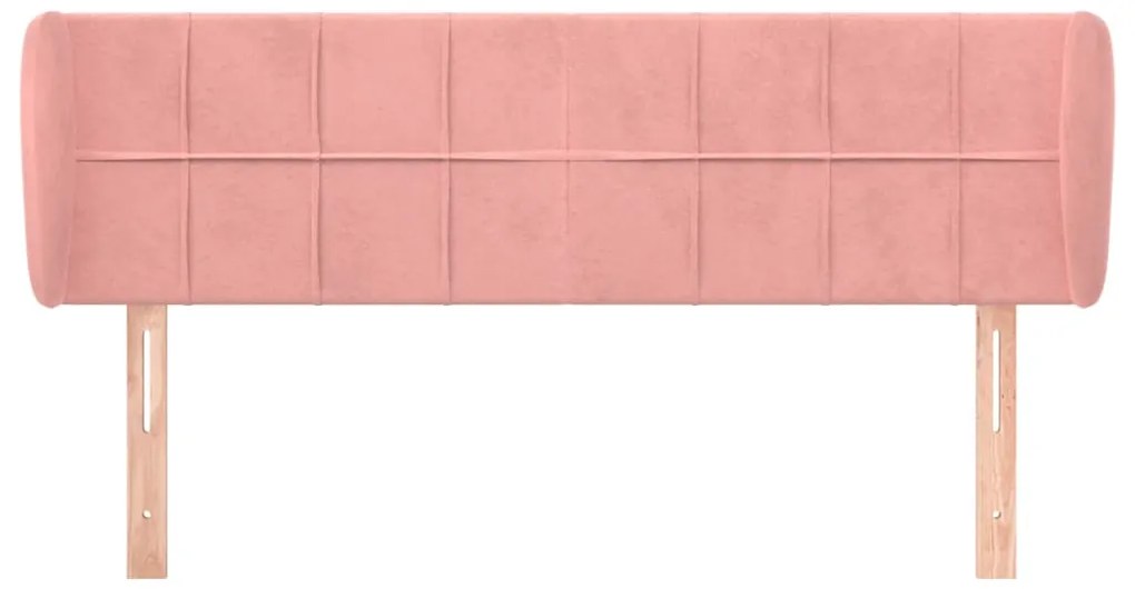 Cabeceira de cama c/ abas veludo 147x23x78/88 cm rosa