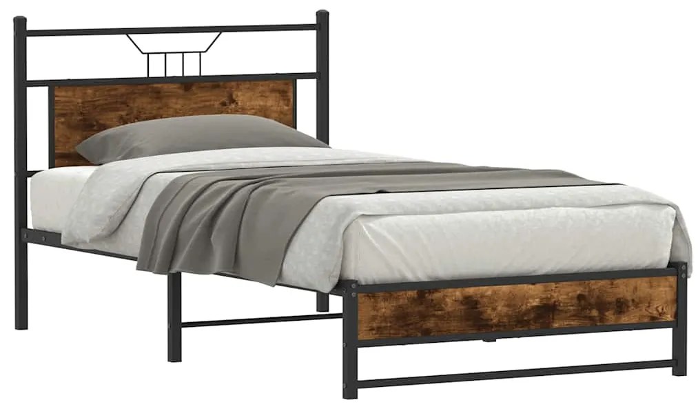 Estrutura de cama sem colchão 107x203 cm carvalho fumado