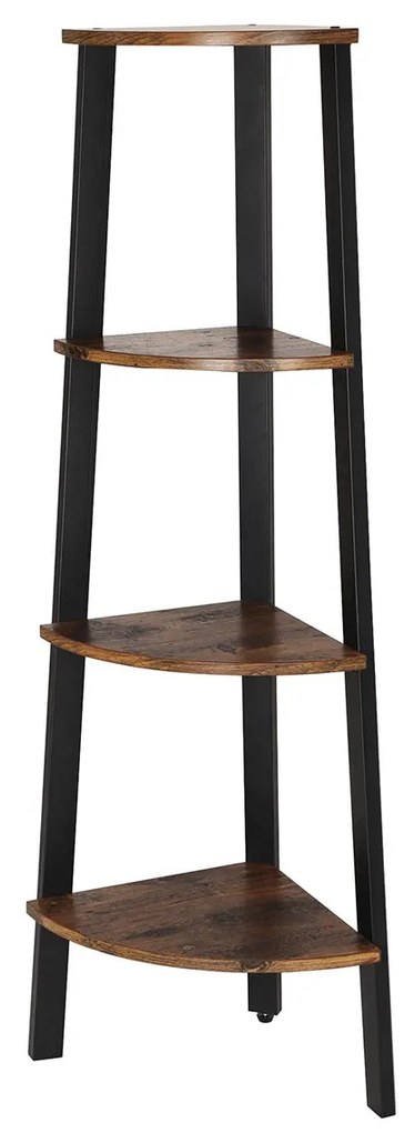 Estante de canto de design industrial 4 prateleiras 34 x 125 x 34 cm Castanho Vintage-preto