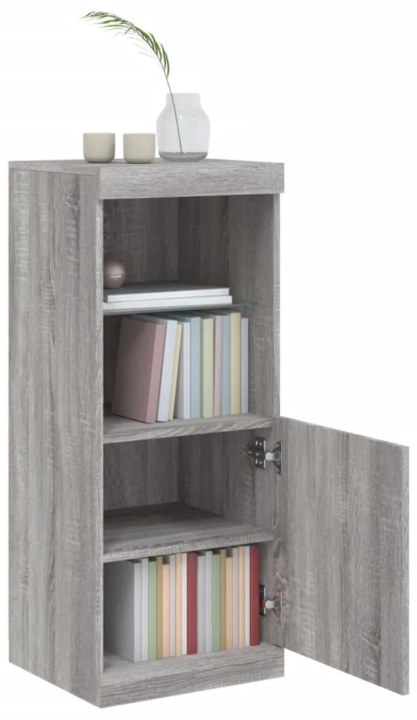 Aparador com luzes LED 41x37x100 cm cinzento sonoma