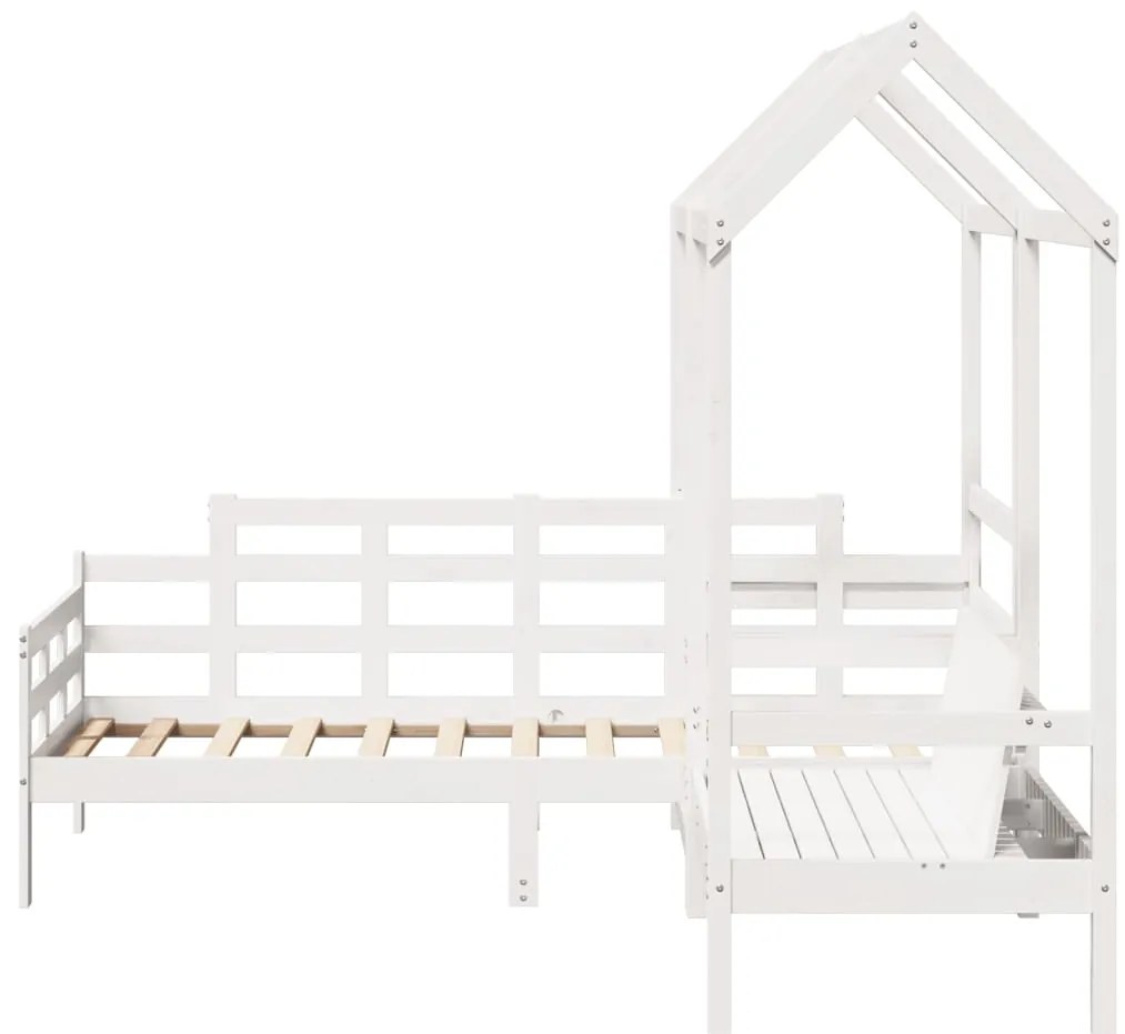 Conj. sofá-cama e banco c/ telhado 80x200cm pinho maciço branco