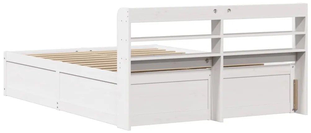 Estrutura cama c/ cabeceira 120x190 cm pinho maciço branco