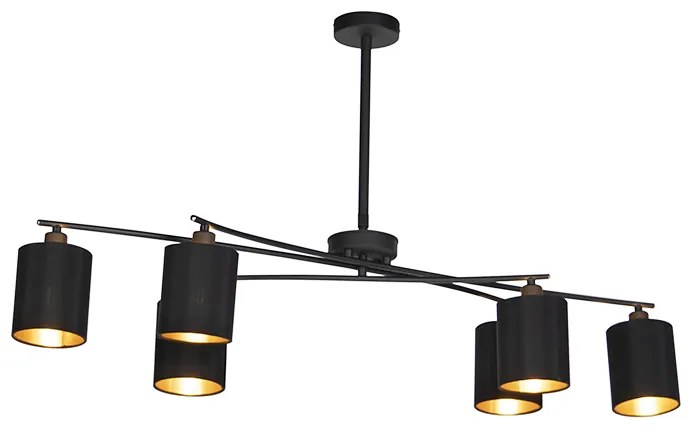 LED Candeeiro suspenso inteligente preto ajustável incl. 6 Wifi B35 - Lofty Moderno