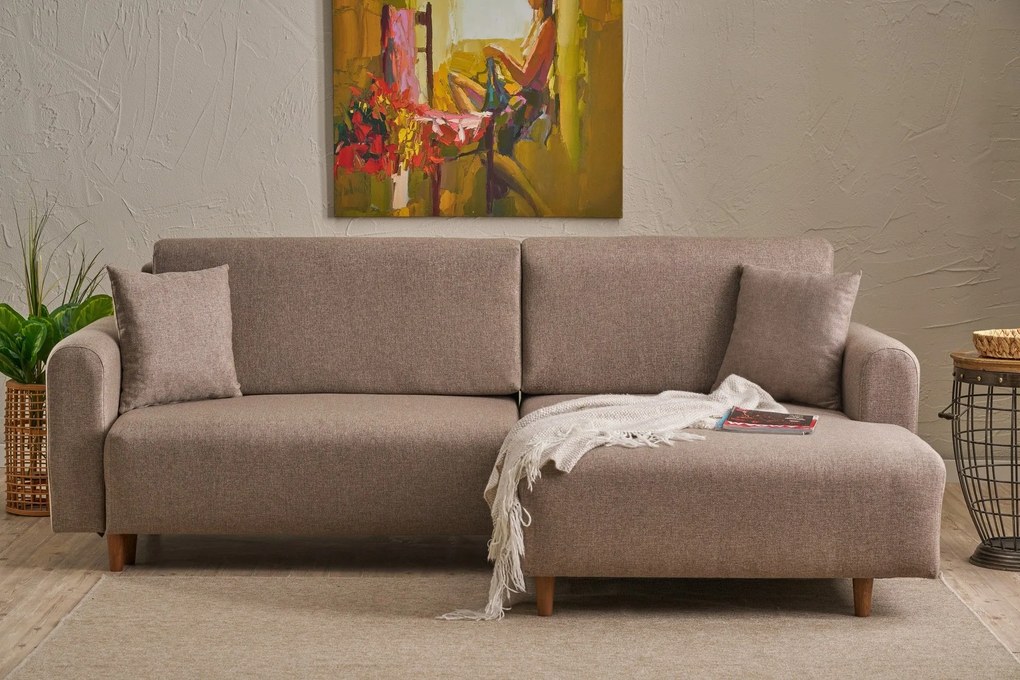 Sofá-Cama de Canto Mane – Castanho – 246x85x160 cm