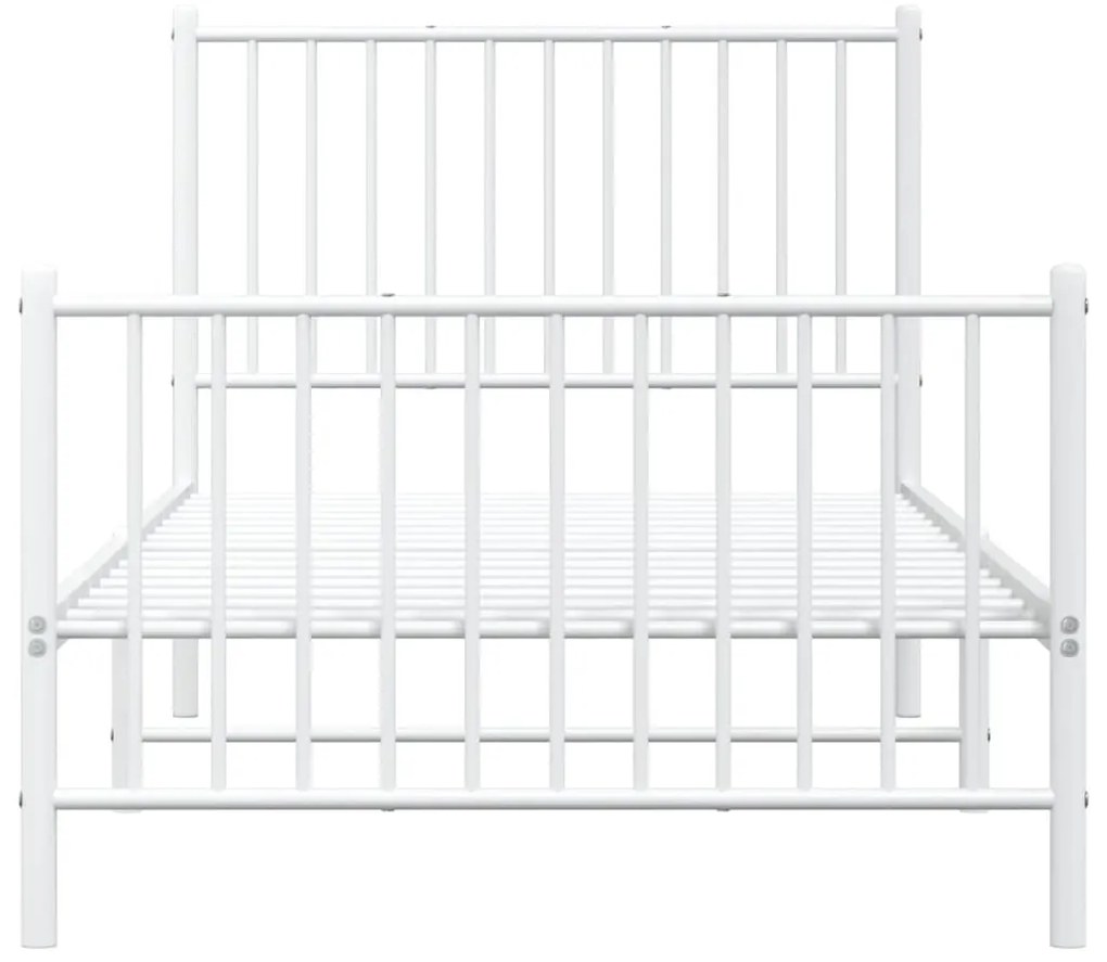 Estrutura de cama com cabeceira e pés 90x190 cm metal branco