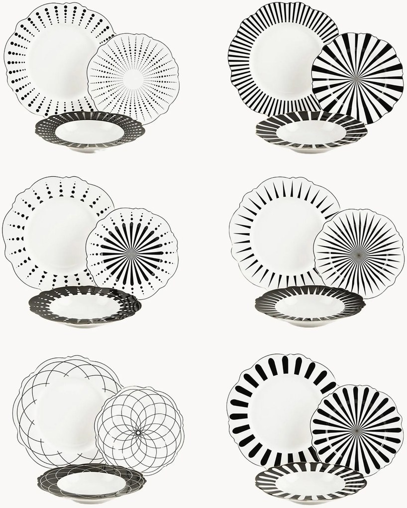 Conjunto de loiça em New Bone China Alice, 6 pessoas, conjunto de 18