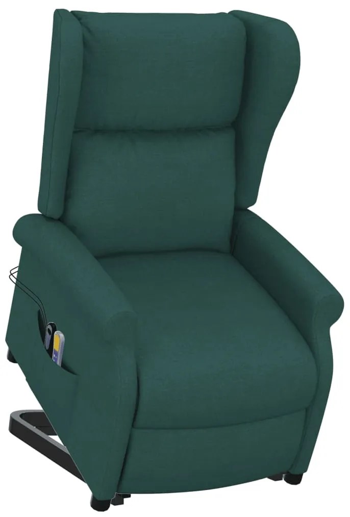 Poltrona elevatória de massagens tecido verde-escuro