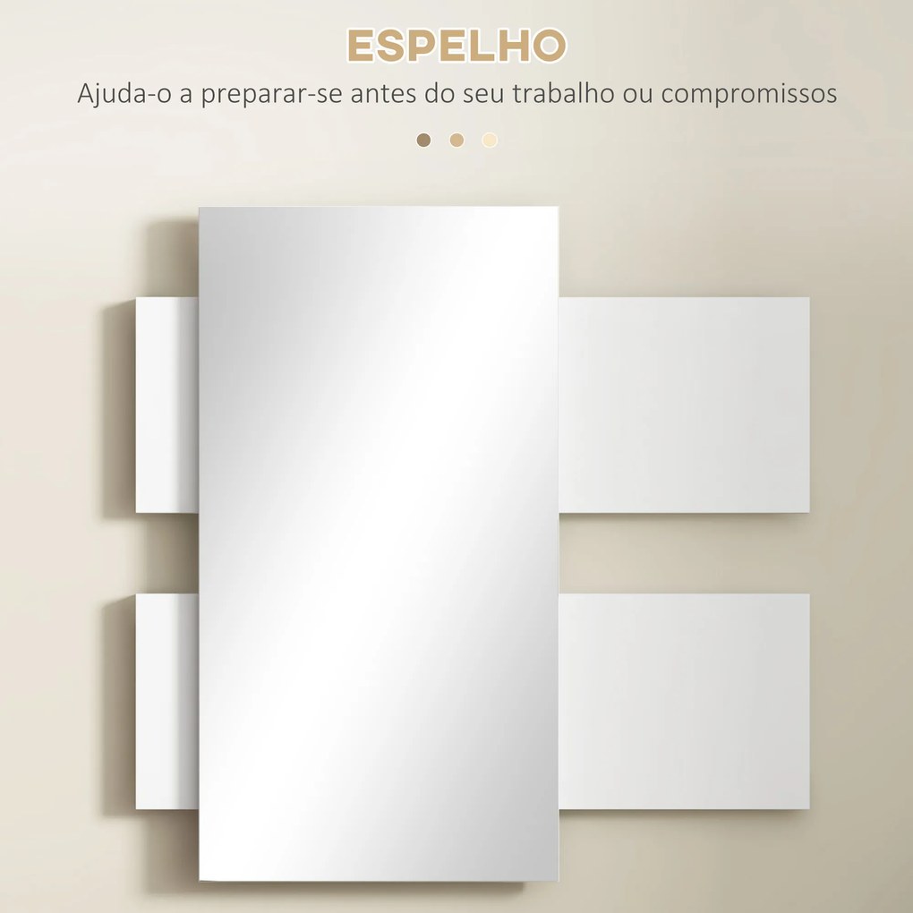 Conjunto de Móveis de Entrada com Espelho e Gaveta Móvel de Entrada Suspenso Moderno 75x4x75 cm e 75x30x20 cm Branco e Cinza