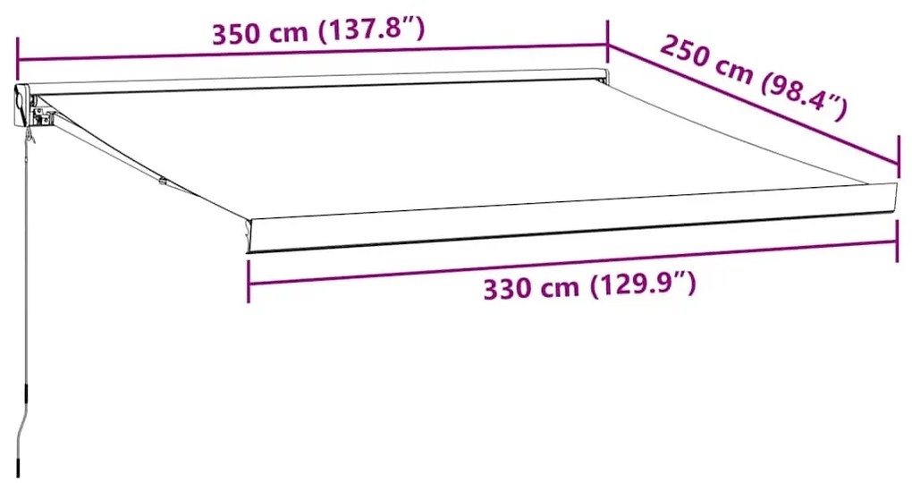 Toldo retrátil manual 350x250 cm bordô