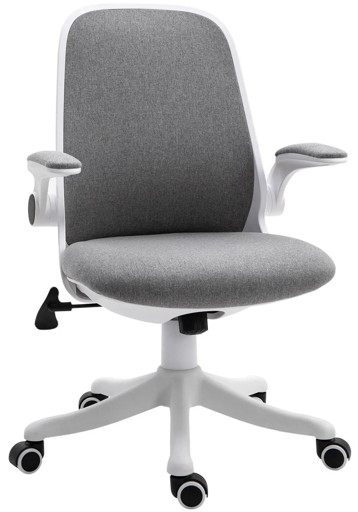 Vinsetto Cadeira de Escritório Giratória Função de Inclinação Altura Ajustável Ergonômica com Apoio de Braço Elevavel Carga 120 kg 62,5x60x94-104cm Cinza