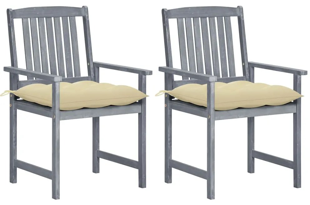 vidaXL Cadeiras de jardim com almofadões 2 pcs acácia maciça cinza