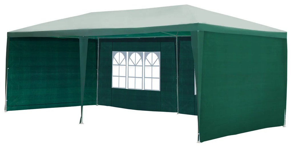 Outsunny Tenda para Festas 5,83x2,95x5,55m com 4 Paredes Laterais e 2 Janelas Tenda de Exterior com Estrutura de Aço para Festas Eventos Casamentos Verde