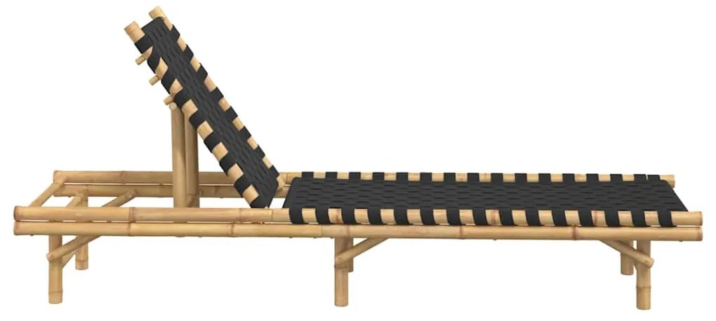 Espreguiçadeira com Tiras Pretas Entrelaçadas 55x200x30cm Bambu