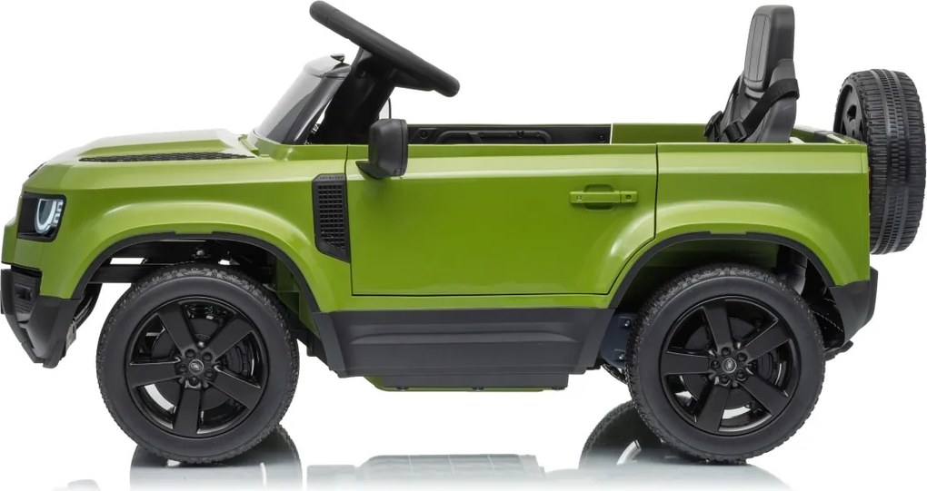 Carro elétrico para Crianças 12V 4x4 Land Rover Defender Rodas de espuma EVA, Assento Couro ecológico, Controlo remoto Verde